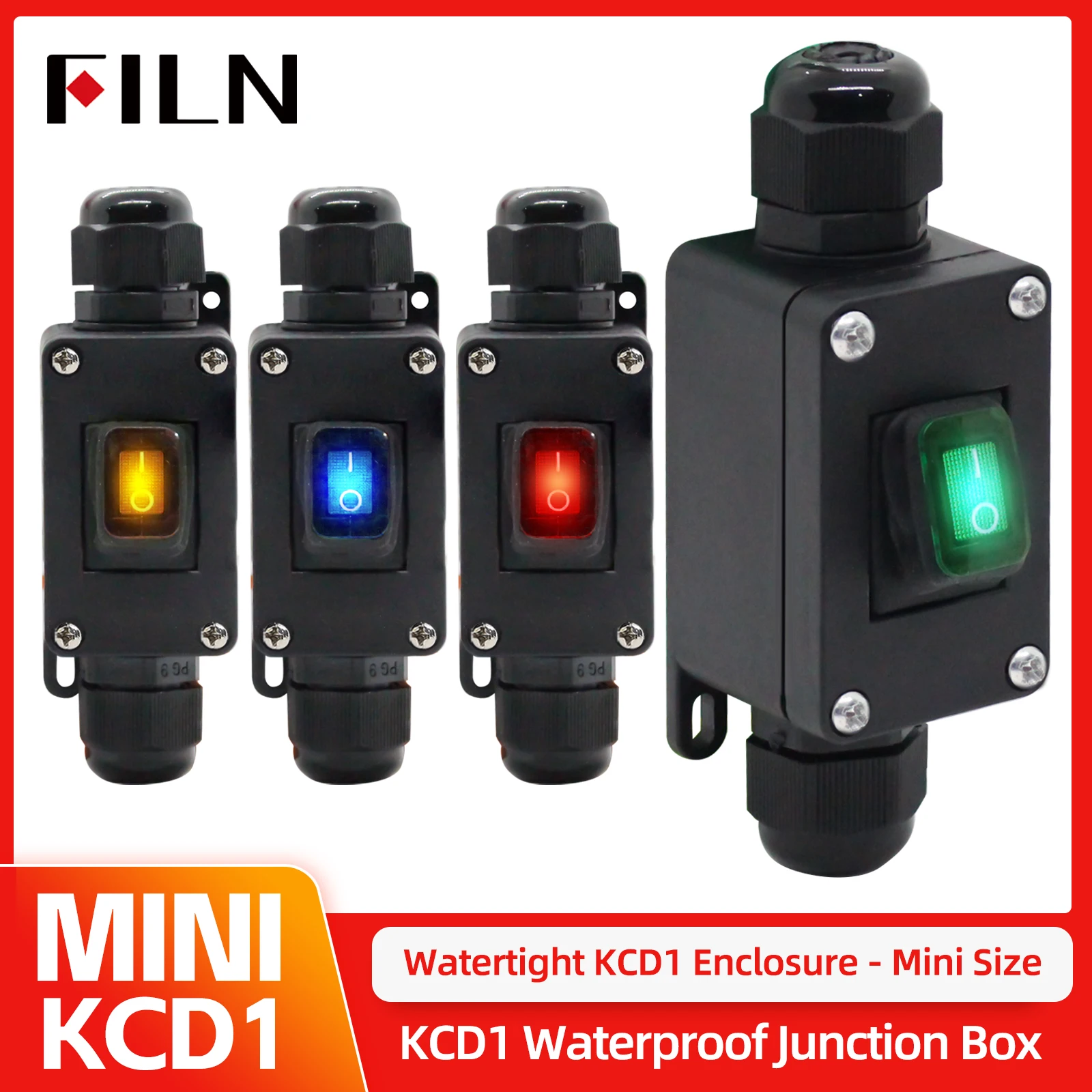 Outdoor Power Box Cover - ฟิล์มพร้อมสวิตช์ Rokcer ส่องสว่าง KCD1 กล่องกันน้ํา IP66