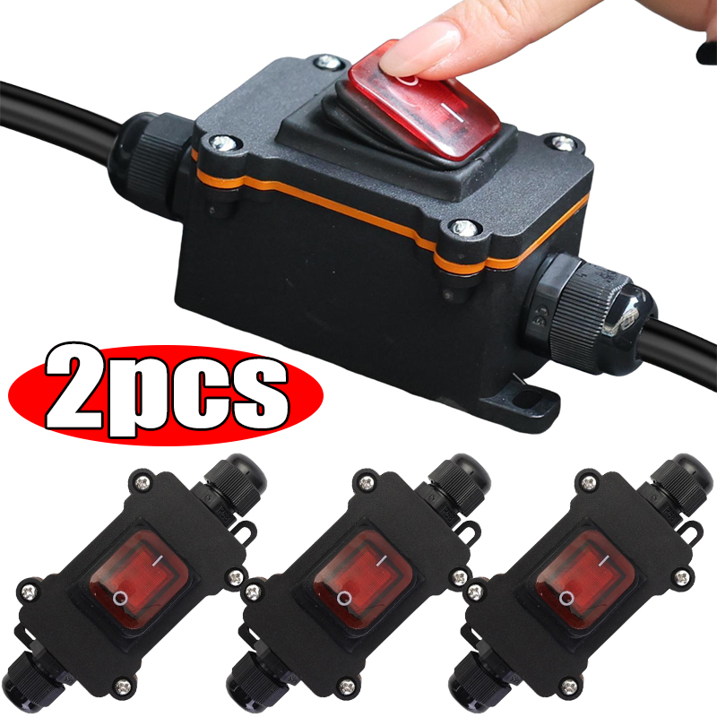 Outdoor Power Box Cover - 1-2 ชิ้นสายไฟแบบอินไลน์ 12V-24V สวิตช์โยกสำหรับเรือเปิด-ปิด กันน้ำ IP67