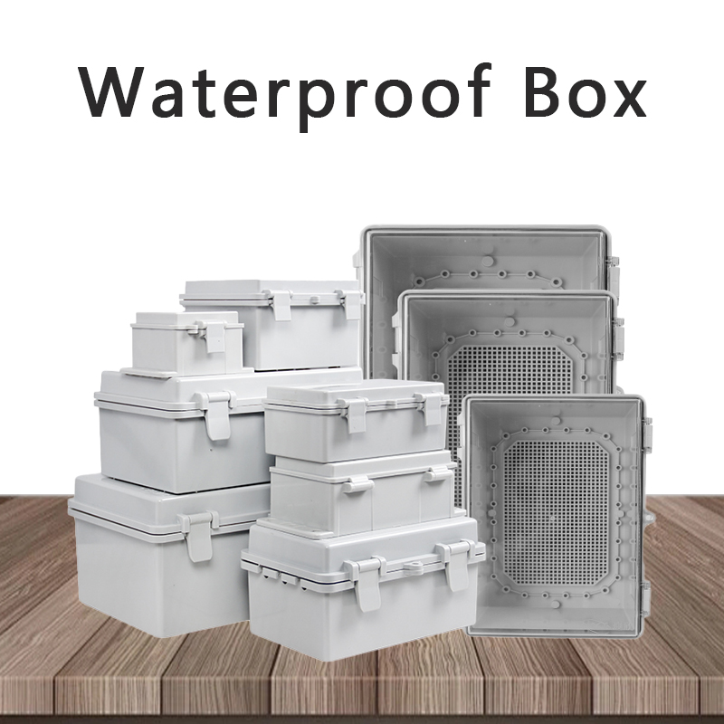 Outdoor Power Box Cover - IP66 กันน้ําสีเทา/โปร่งใสฝาครอบEnclosure Power Junction BoxพลาสติกABSบานพับกลางแจ้งกล่องกระจายอิเล็กทรอนิกส์