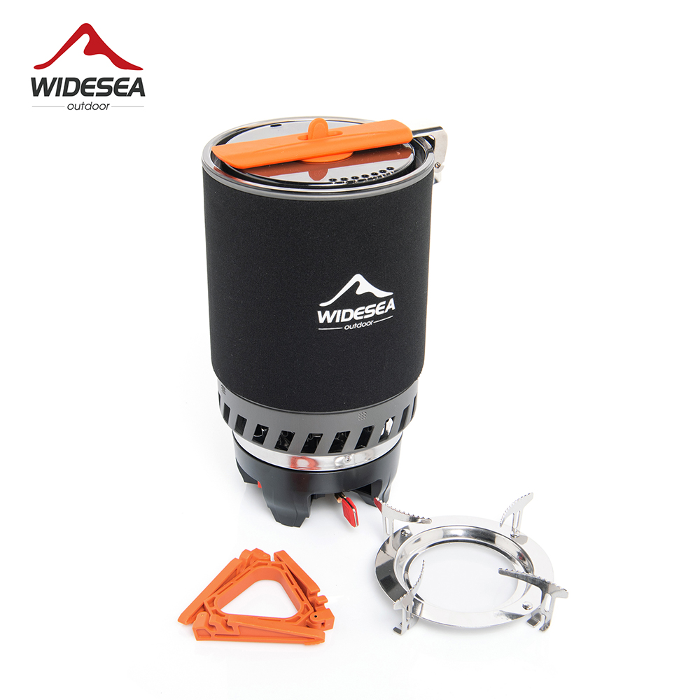 Outdoor Power Heater - ชุดอุปกรณ์ทำอาหารสำหรับตั้งแคมป์ Widesea พร้อมเครื่องแลกเปลี่ยนความร้อน เตาแก๊สกลางแจ้ง ชุดหม้อสำหรับนักท่องเที่ยว ชุดถ้วย
