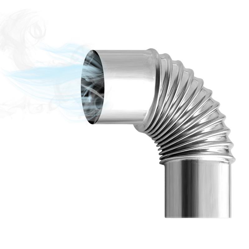 Outdoor Power Heater - 60/75 มม.สแตนเลส 90 องศาข้อศอก Chimney Liner