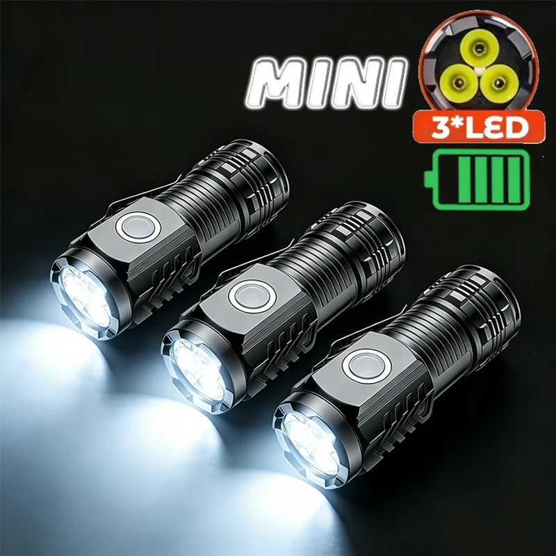 Outdoor Power For Camping - ไฟฉายพกพาขนาดเล็ก 3 LED แบบพกพา ไฟฉายปลายนิ้วทรงพลัง กันน้ำ