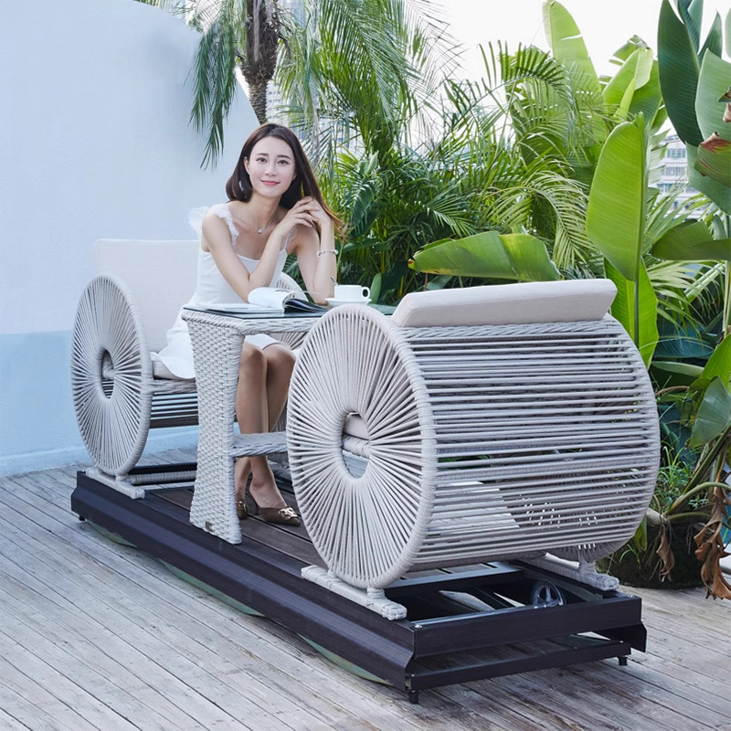 Outdoor Power Recliner - เก้าอี้โยกสองล้อแบบกันน้ำทันสมัย เก้าอี้หวายไฟฟ้าสำหรับกลางแจ้ง ระเบียง ลานบ้าน บ้านพักอาศัย เก้าอี้เอนหลังสำหรับพักผ่อนในร่ม