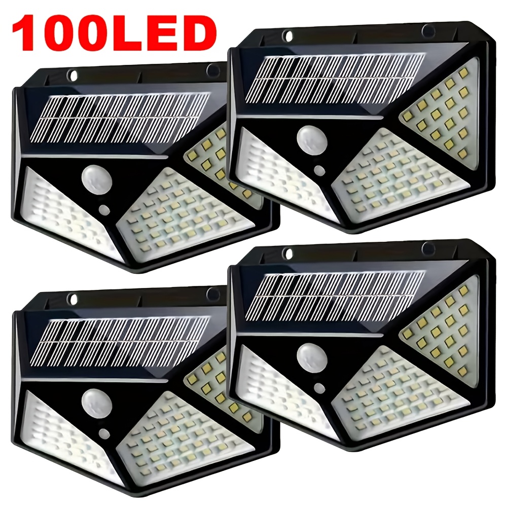 Power Outdoor - ไฟสวนโซลาร์เซลล์ 100LED สำหรับภายนอกอาคาร พร้อมเซ็นเซอร์ตรวจจับความเคลื่อนไหว กันน้ำ ใช้ติดผนัง