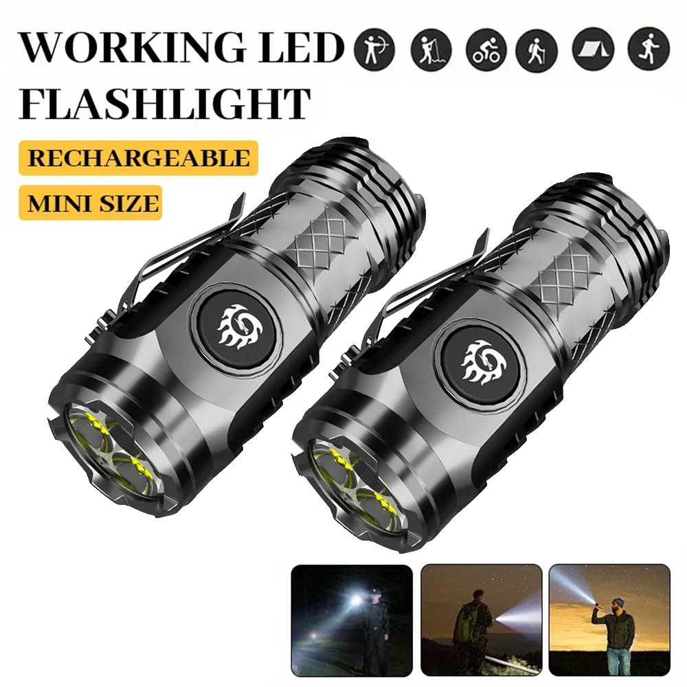 Outdoor Power For Camping - ไฟฉาย LED พลังสูง แบตเตอรี่ในตัว ชาร์จได้ด้วย Type-C