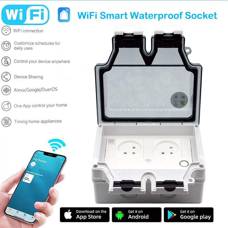Outdoor Power Hub - 16A สมาร์ทซ็อกเก็ต IP66 ปลั๊กกันน้ำ 86 ประเภทสวิตช์กลางแจ้งอินเตอร์เน็ตไร้สายมาตรฐานอิสราเอลปลั๊กไฟฟ้าแอปรีโมทคอนโทรลพร้อมสมาร์ทไลฟ์