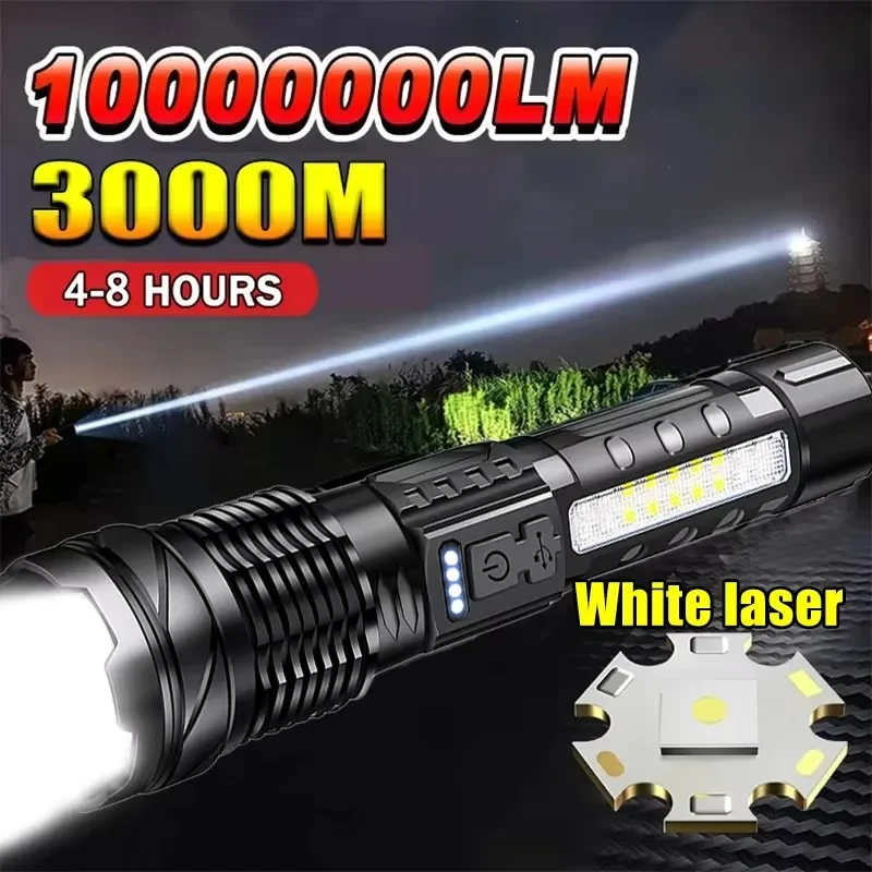 Outdoor Power For Camping - ไฟฉาย LED กำลังสูง พร้อมหน้าจอแสดงสถานะแบตเตอรี่ ชาร์จผ่าน USB