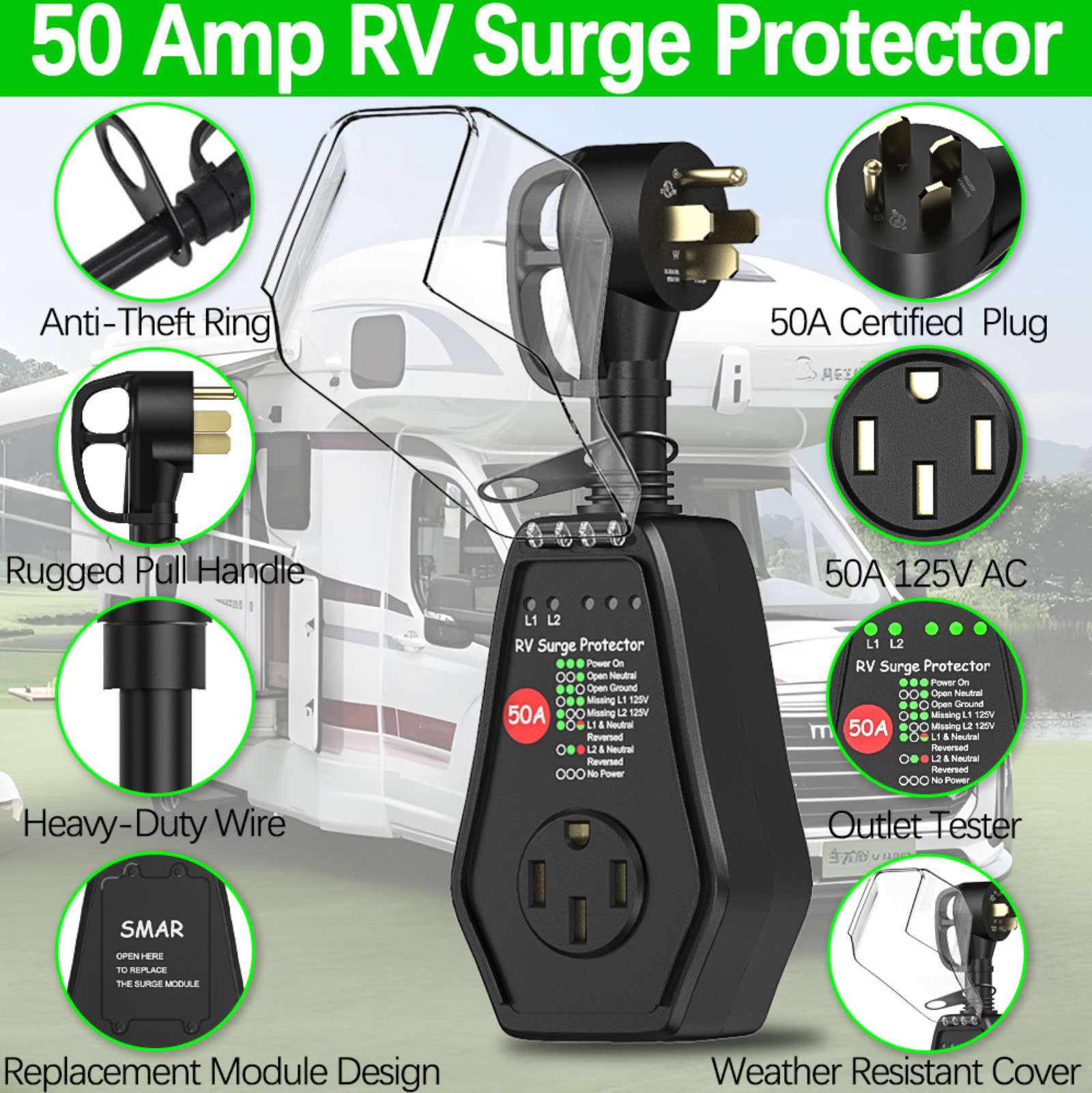 ปลั๊กป้องกันไฟกระชาก RV 50 แอม - Power Outdoor บทวิจารณ์และราคา