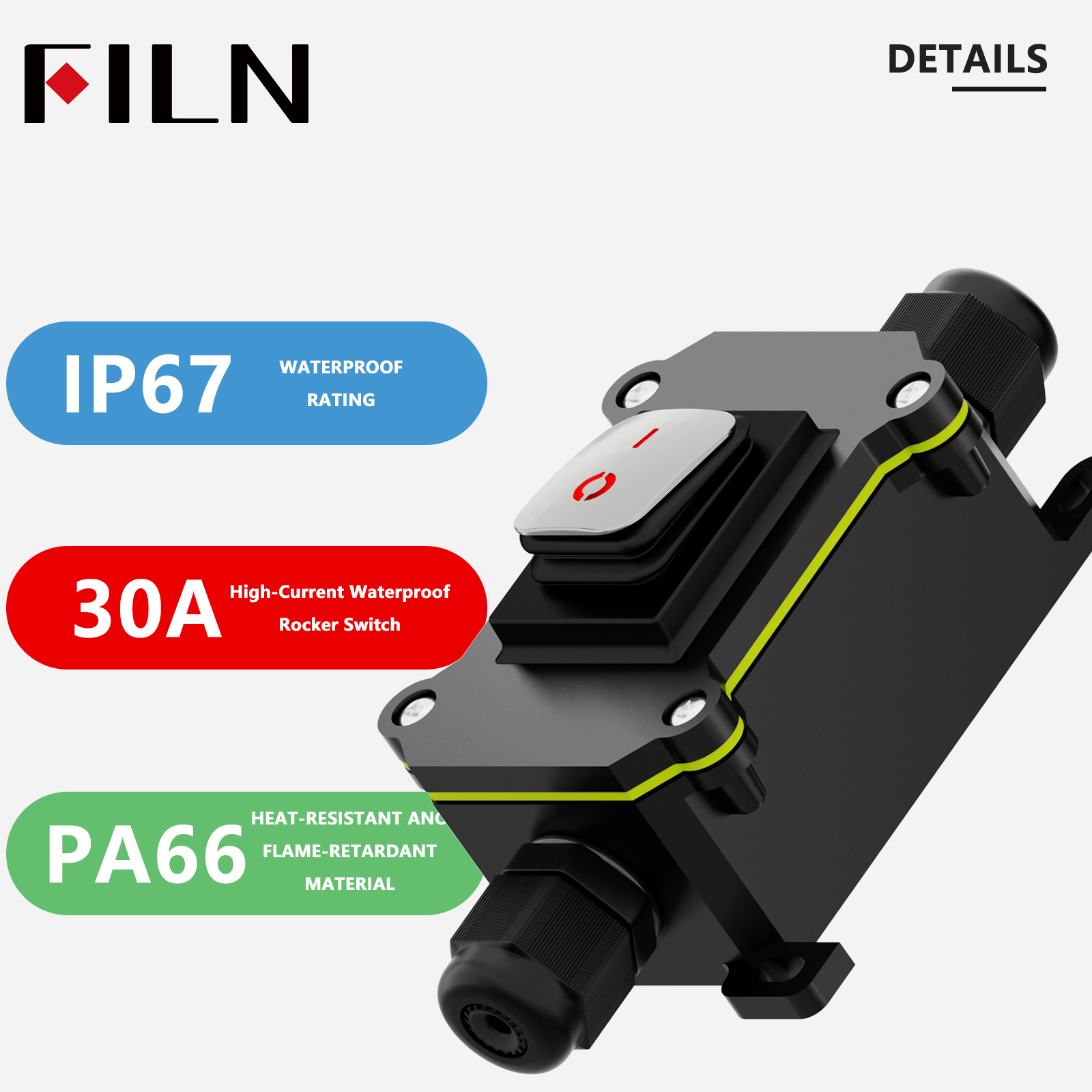 สวิตช์โยกกันน้ำ FILN 30A พร้อม - Outdoor Power Box Cover บทวิจารณ์และราคา